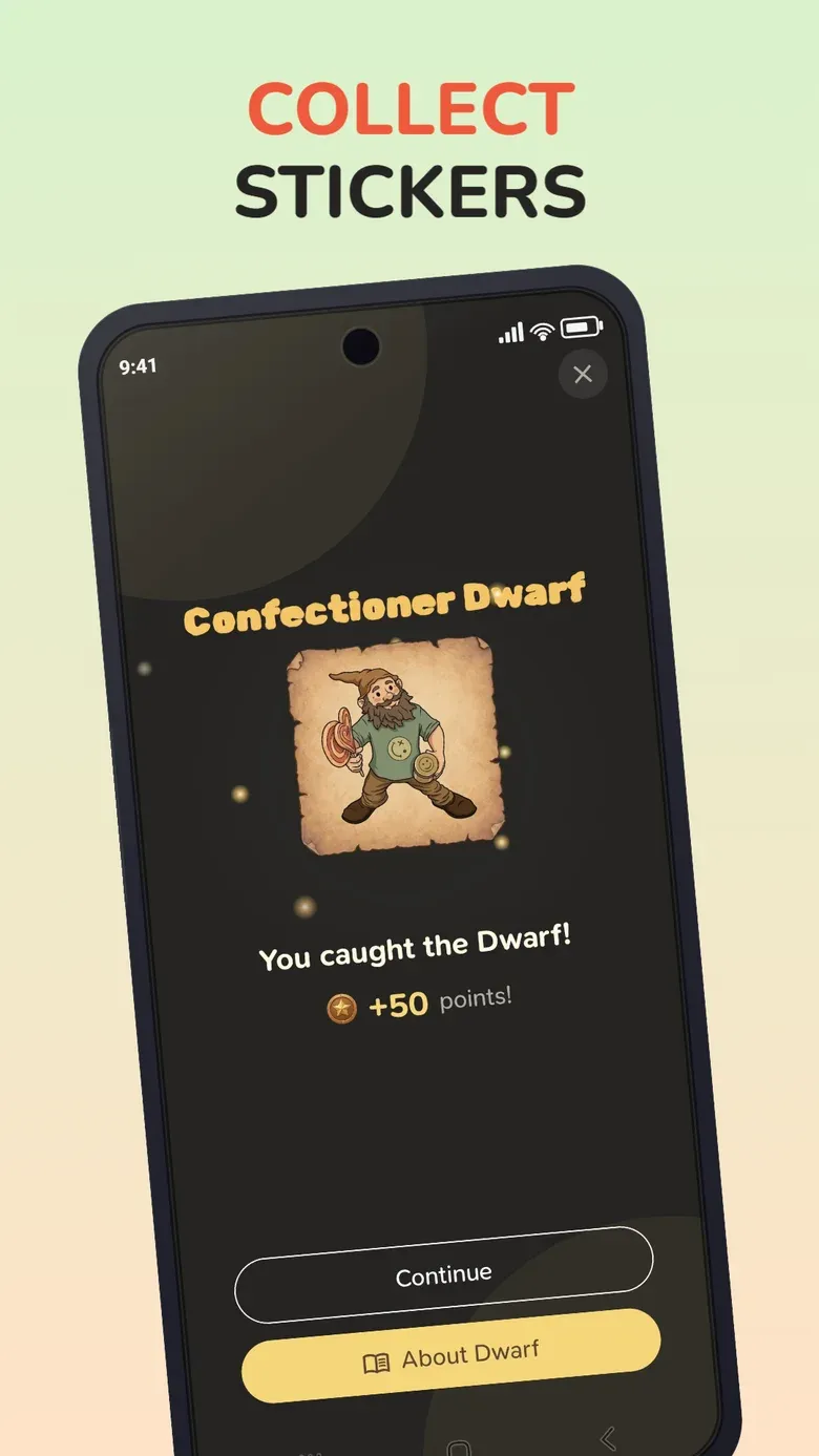 App screen: COLLECT STICKERS