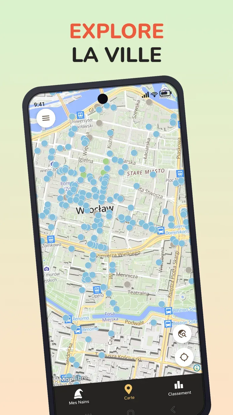 Écran de l’application: EXPLORE LA VILLE