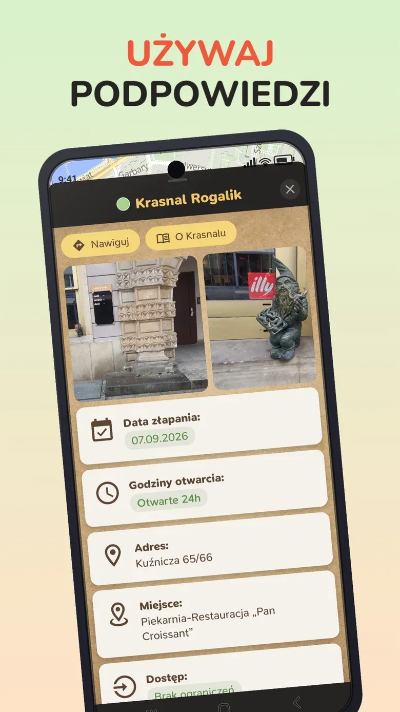 Ekran aplikacji: Używaj podpowiedzi