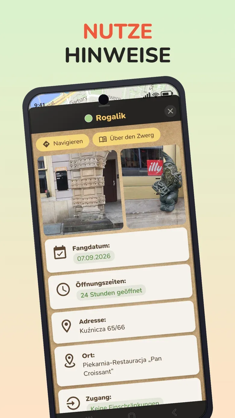App-Ansicht: Nutze Hinweise